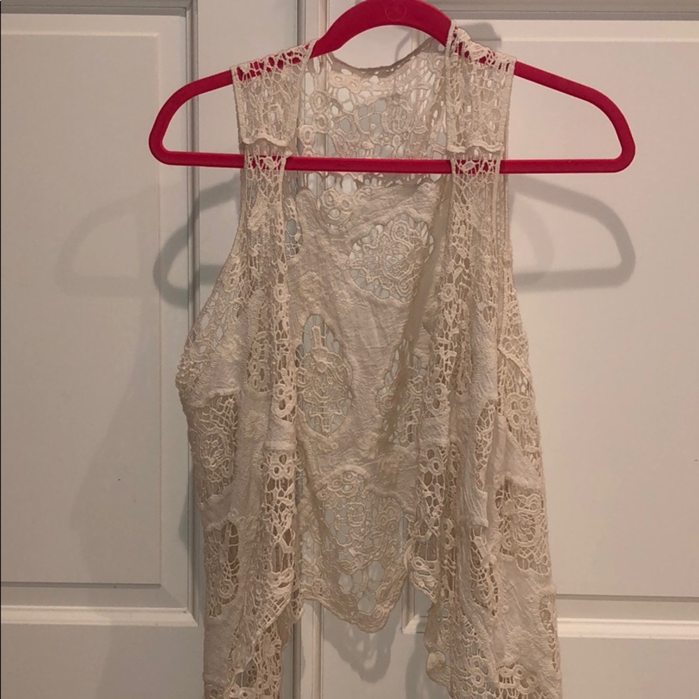 Jasmine open stitch cardigan vest